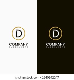 initials letters d  logo with a golden circle. vector