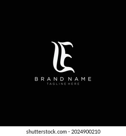 Initials letters E and L logo white on black background design modern line art template.