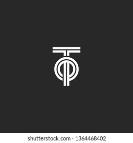 Initials letters TO or OT creative logo monogram, overlapping two letters T and O parallel lines geometric shape, minimalist style identity emblem