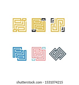 Initials letters PD logo design templates vectors set