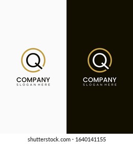 initials letters q  logo with a golden circle. vector