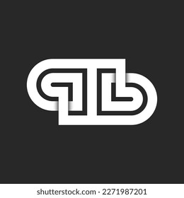 Initials letters qb logo monogram artistic pattern, overlapping parallel lines, two letters q and b endless shape identity black and white logotype.