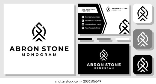 Initials Letters AS SA Monogram Geometric Modern Simple Logo Design with Business Card Template