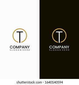 Initials Letters T Logo Golden Circle Stock Vector (Royalty Free