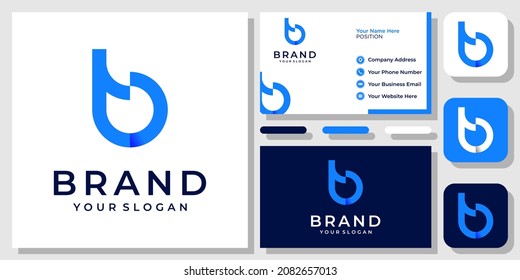 Initials Letters TB BT Monogram Lowercase Modern Blue Icon Logo Design with Business Card Template