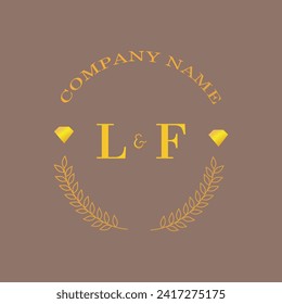 Iniciales LF letra monograma empresa de oro diamante lujo