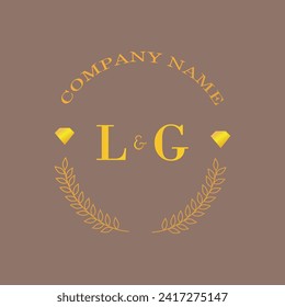 Initials LG letter monogram diamond gold company luxury