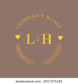 Initials LH letter monogram diamond gold company luxury