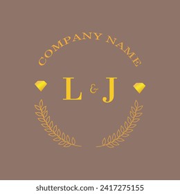 Initials LJ letter monogram diamond gold company luxury