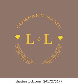 Iniciales LL letra monograma empresa de oro diamante lujo