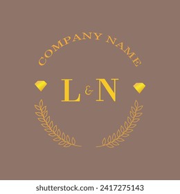 Initials LN letter monogram diamond gold company luxury