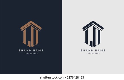 initials LO logo with pillar element. Best for law firm company, legal, lawyer vector monogram design.