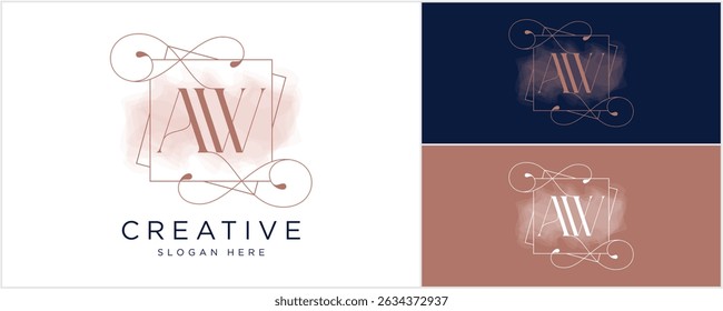 Initials logo AW design with gold color, usable for Brand, personal and company logos, vector illustration