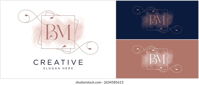 Initials logo BM design with gold color, usable for Brand, personal and company logos, vector illustration