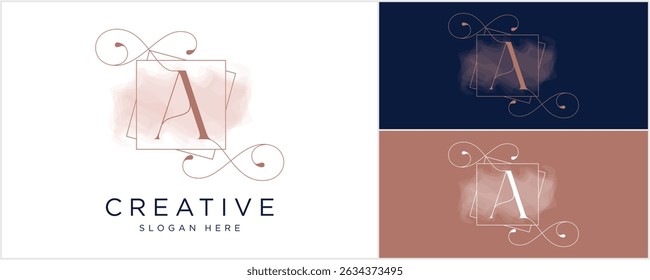 Initials logo A design with gold color, usable for Brand, personal and company logos, vector illustration