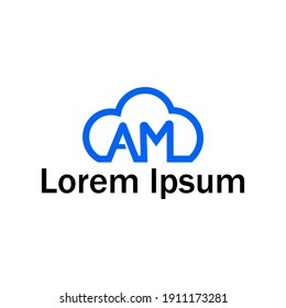 initials logo design letter a and b cloud shape. energy logo design