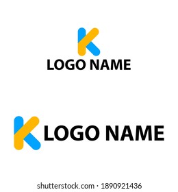 letra de diseño del logotipo de las iniciales k en color azul y naranja. logotipo plano de la empresa de aplicaciones