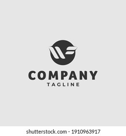 The initials logo design of the letter WF is in negative space mode on a circle object.