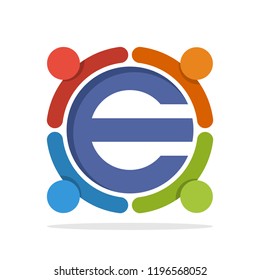 initials logo icon for a community with detail initials letter E