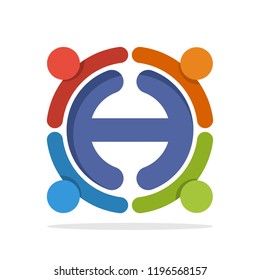 initials logo icon for a community with detail initials letter H