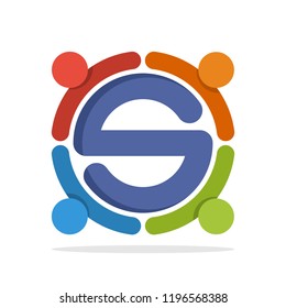 initials logo icon for a community with detail initials letter S