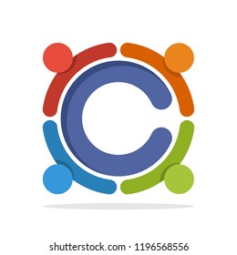 initials logo icon for a community with detail initials letter C