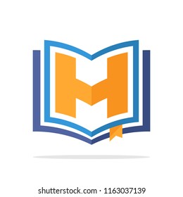 initials logo icon with the concept of an open book with detail initials letter H