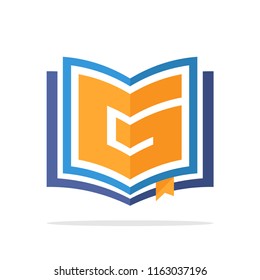 initials logo icon with the concept of an open book with detail initials letter G