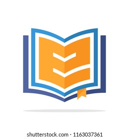 initials logo icon with the concept of an open book with detail initials letter E