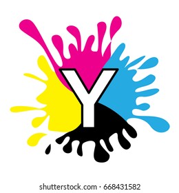 Initials logo icon letter Y with the concept of printing ink splashes.