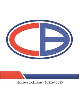 initials logo icon in oval shape, with a combination of letters C & B