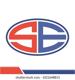 initials logo icon in oval shape, with a combination of letters S & E