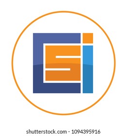 initials logo icon in a square shape with a combination of letters C, S, I