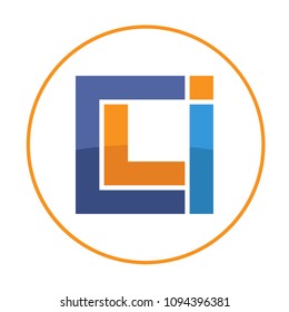 initials logo icon in a square shape with a combination of letters C, L, I