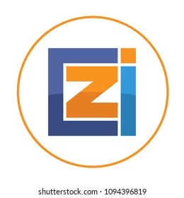 initials logo icon in a square shape with a combination of letters C, Z, I