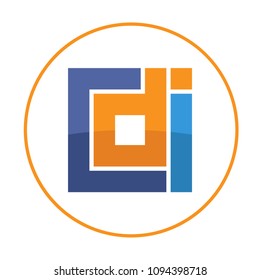 initials logo icon in a square shape with a combination of letters C, D, I