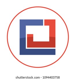 initials logo icon in a square shape with a combination of letters C & J