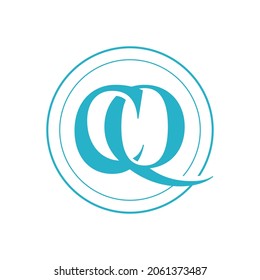Initials logo letter CQ. monogram classic vintage design.