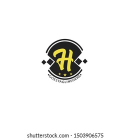 initials logo Letter H  with frame, star vector  illustrasion