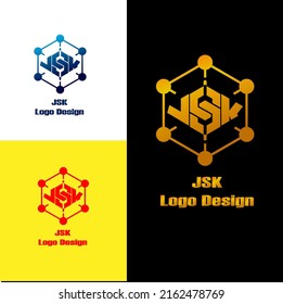 Initials logo letter J S K Global Connection icon vector design template for your project, eps.10