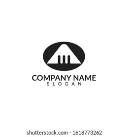 initials logo letter M with black color vector design template
