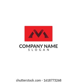  initials logo letter M with black and red color vector design template