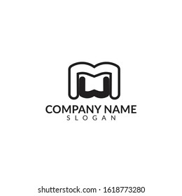  initials logo letter M and W with black color vector design template