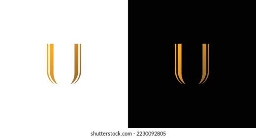 La letra del logo de las iniciales U es de diseño elegante y lujoso