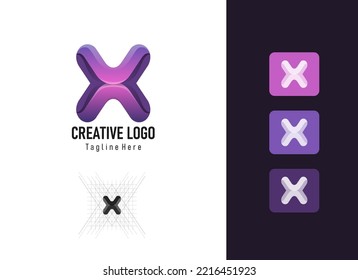 Letra inicial del logotipo "X" con un alto valor de uso