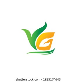 initials logo letter y and G, y like grass and g leaf combination vector template