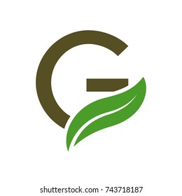 initials logo letters with the leaves