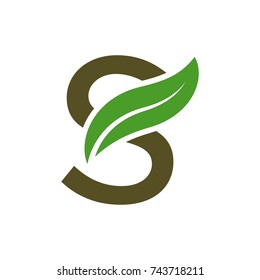 initials logo letters with the leaves