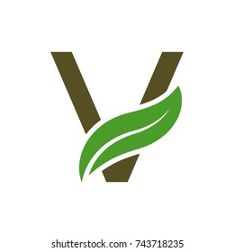 initials logo letters with the leaves