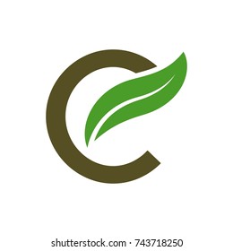 initials logo letters with the leaves